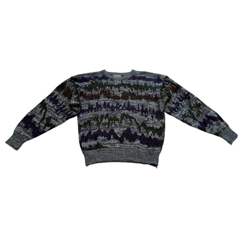 Celebrity Club Vintage Sweater Unique Zig Zag Mountain Pattern - Size XL